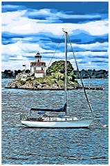 Storm Clouds Over Pomham Rocks Light - Digital Painting